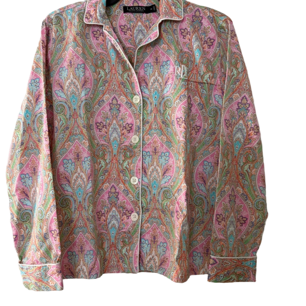 Ralph Lauren Paisley Button-Up pajama top size xs